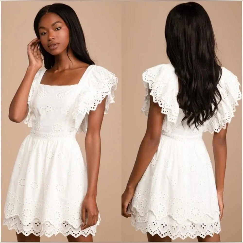 Lulu's White Eyelet Mini Dress